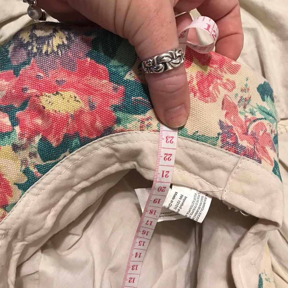 Vintage floral tan & pink floppy summer bucket hat - Picture 7 of 7